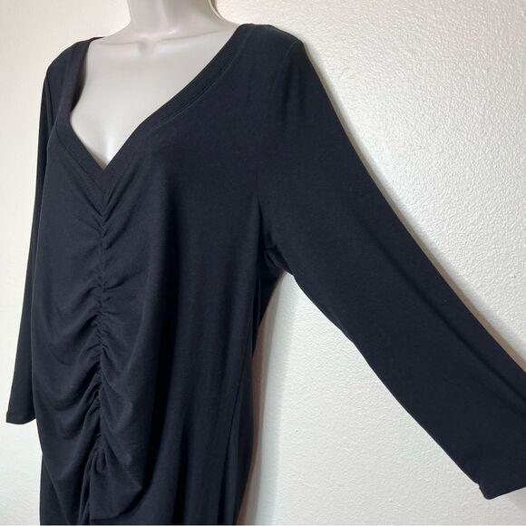 NWT Torrid Jersey Bodycon Black Dress V Neck Ruched Seaming Long Sleeve Women 2X - Picture 6 of 16